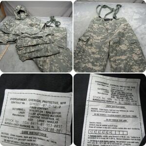 US Military Overgarment‎ Suit Mens L/M Digital Camo Chemical Protective w/Gloves